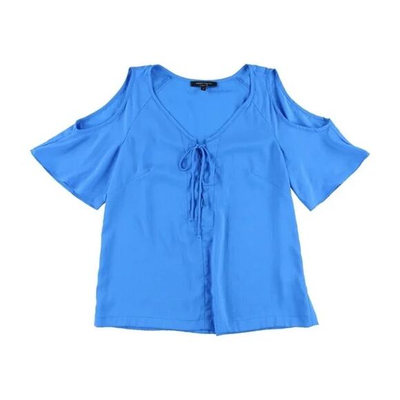 Nanette Lepore Cold Shoulder Pullover Blouse - Size M - Blue - Picture 1 of 6
